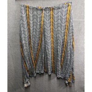 Apt 9 Skirt Size Medium Black White Yellow Diagonal Stripe Shark Bite Hem